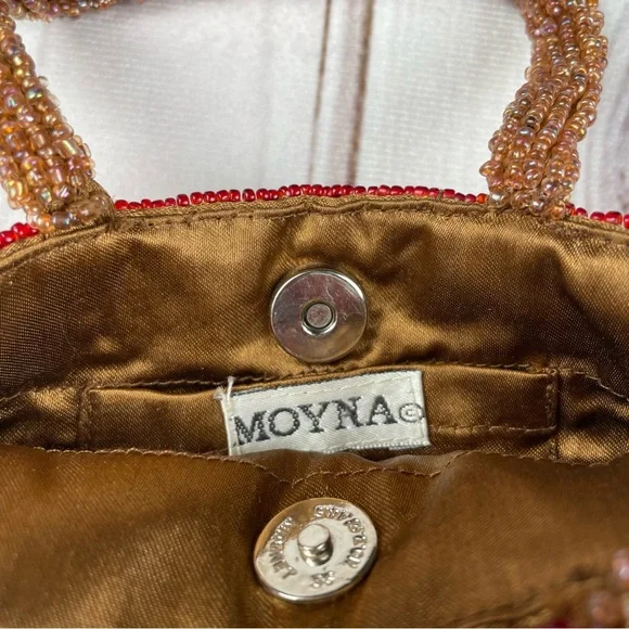 Vintage Moyna Hand Beaded Evening Bag Wristlet Phone Purse Small Sun Seed Pocket - Picture 8 of 12